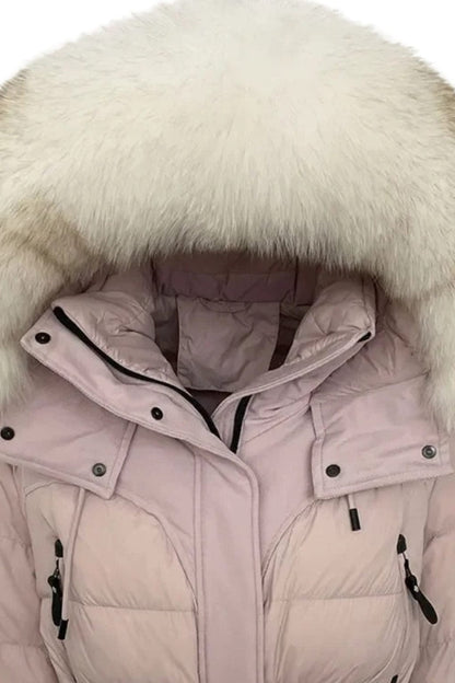 Doudoune courte en fourrure femme rose Héritage fourrure