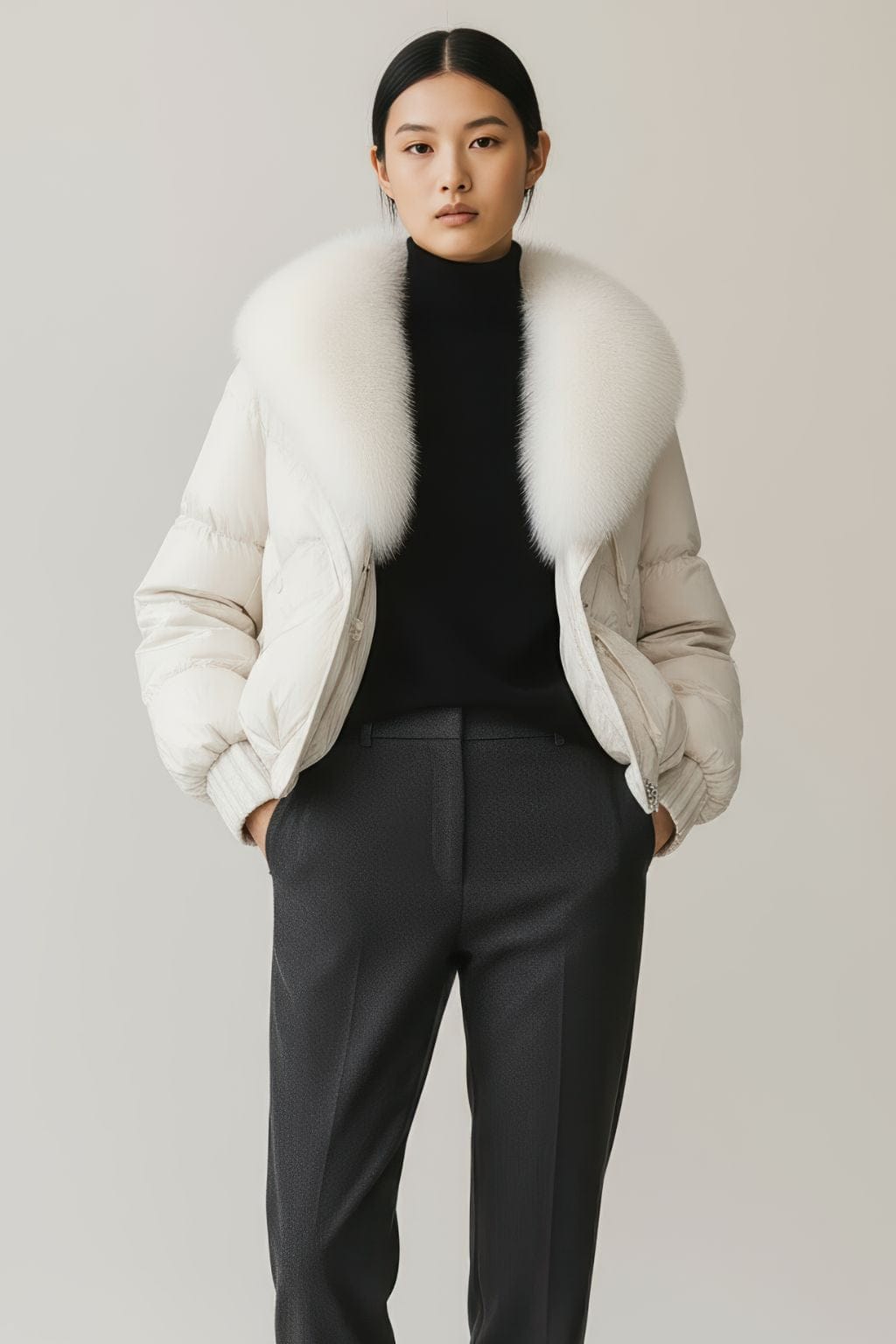 Doudoune femme fourrure avec gants Héritage fourrure