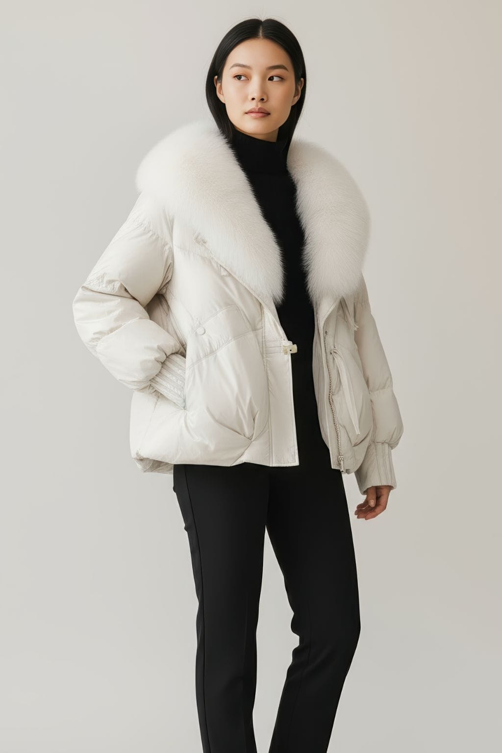 Doudoune femme fourrure avec gants Héritage fourrure
