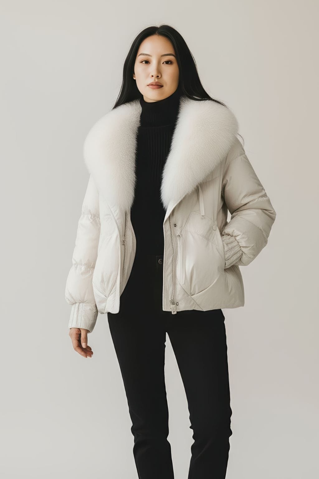 Doudoune femme fourrure avec gants Héritage fourrure