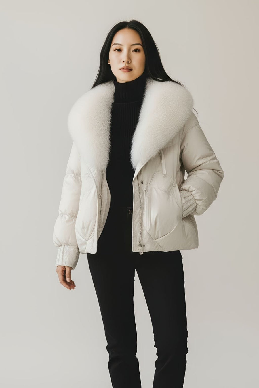 Doudoune femme fourrure avec gants Héritage fourrure