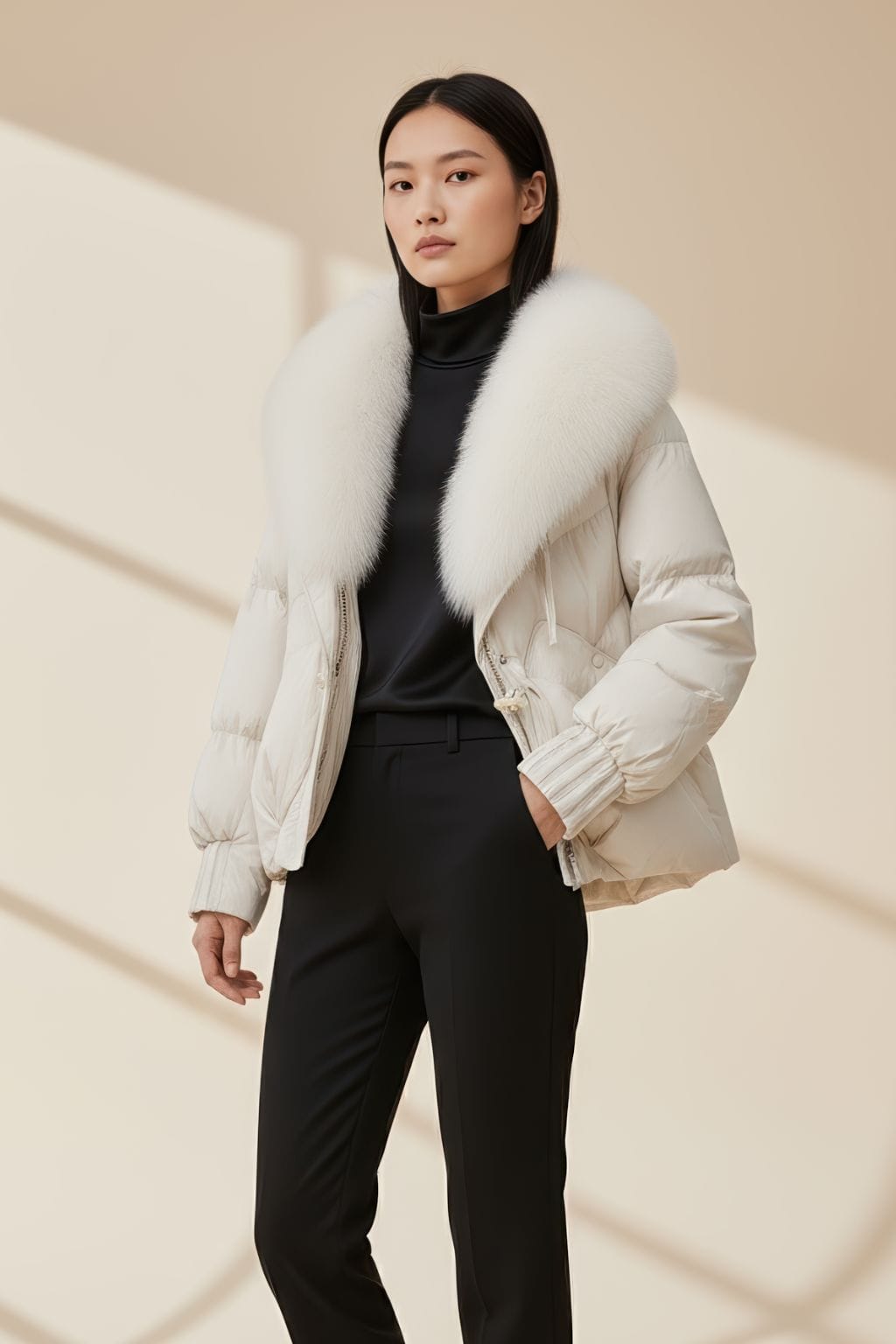 Doudoune femme fourrure avec gants Héritage fourrure