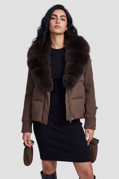 Doudoune femme fourrure avec gants Héritage fourrure