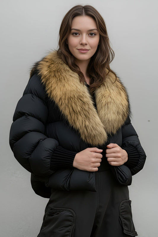 Doudoune femme fourrure doré Héritage fourrure
