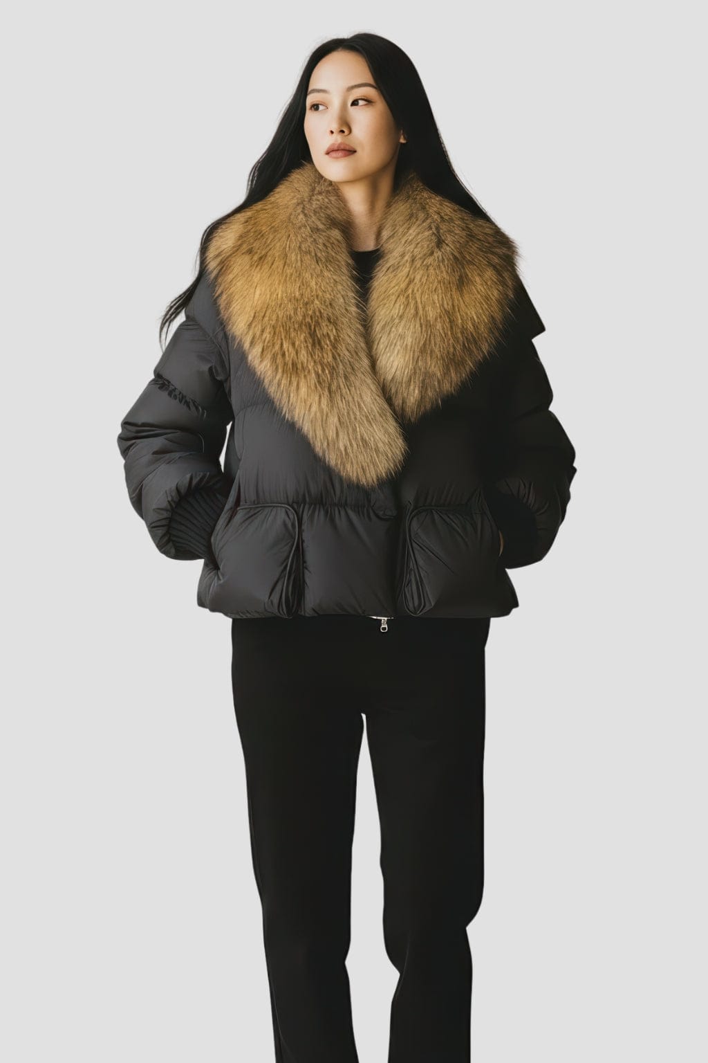Doudoune femme fourrure doré Héritage fourrure