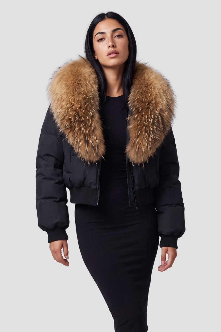Doudoune femme fourrure doré Héritage fourrure