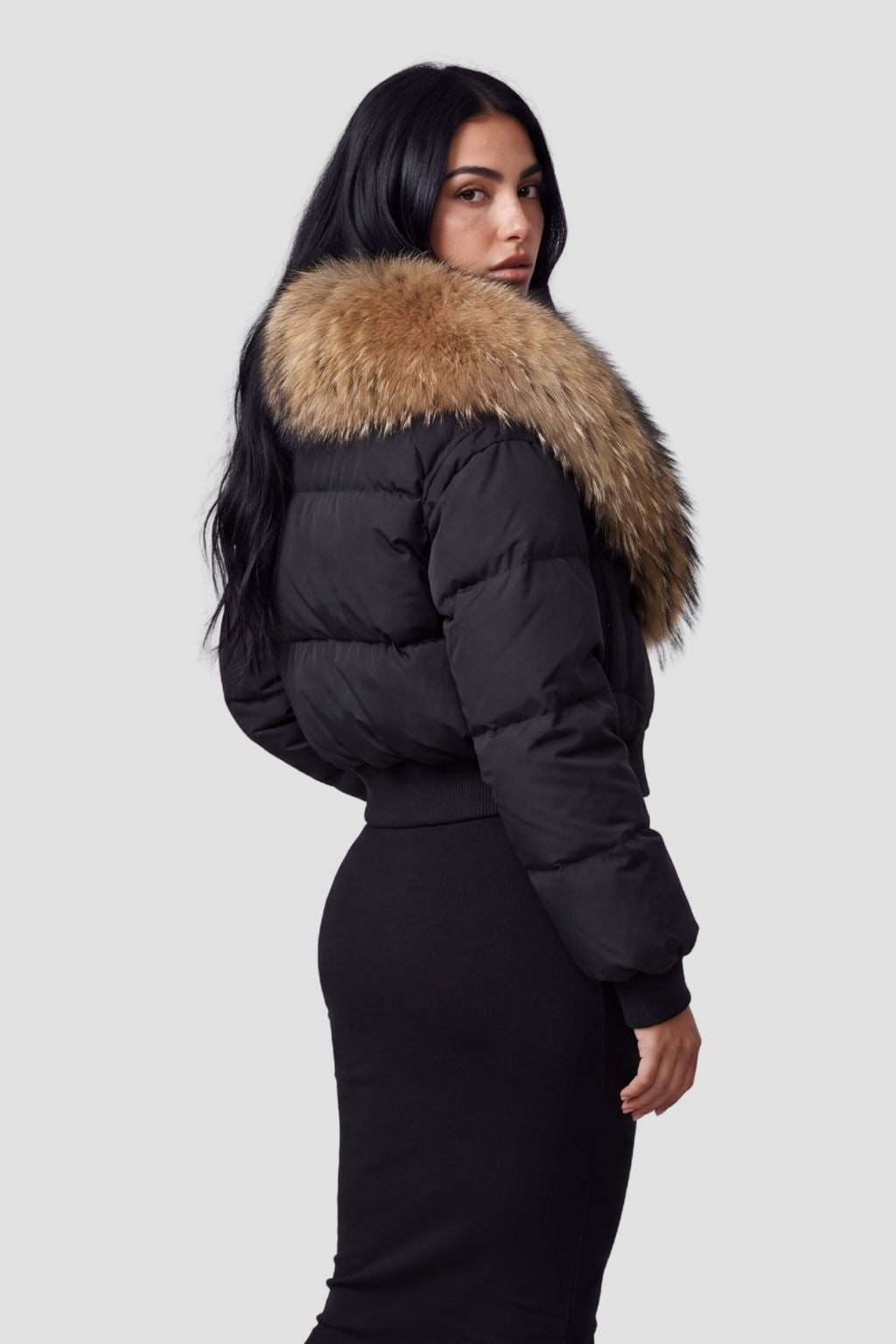 Doudoune femme fourrure doré Héritage fourrure