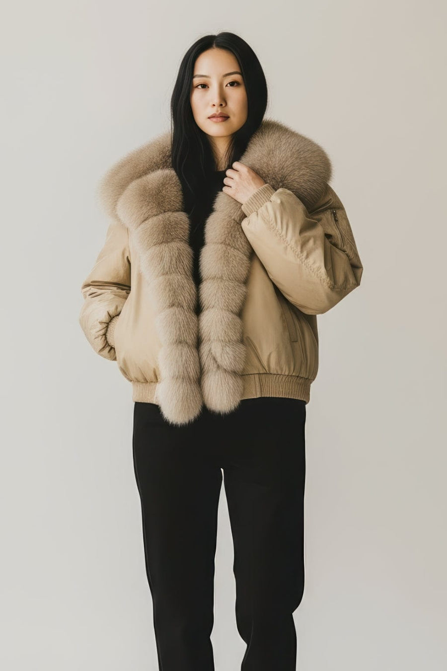 Doudoune femme fourrure noisette Héritage fourrure