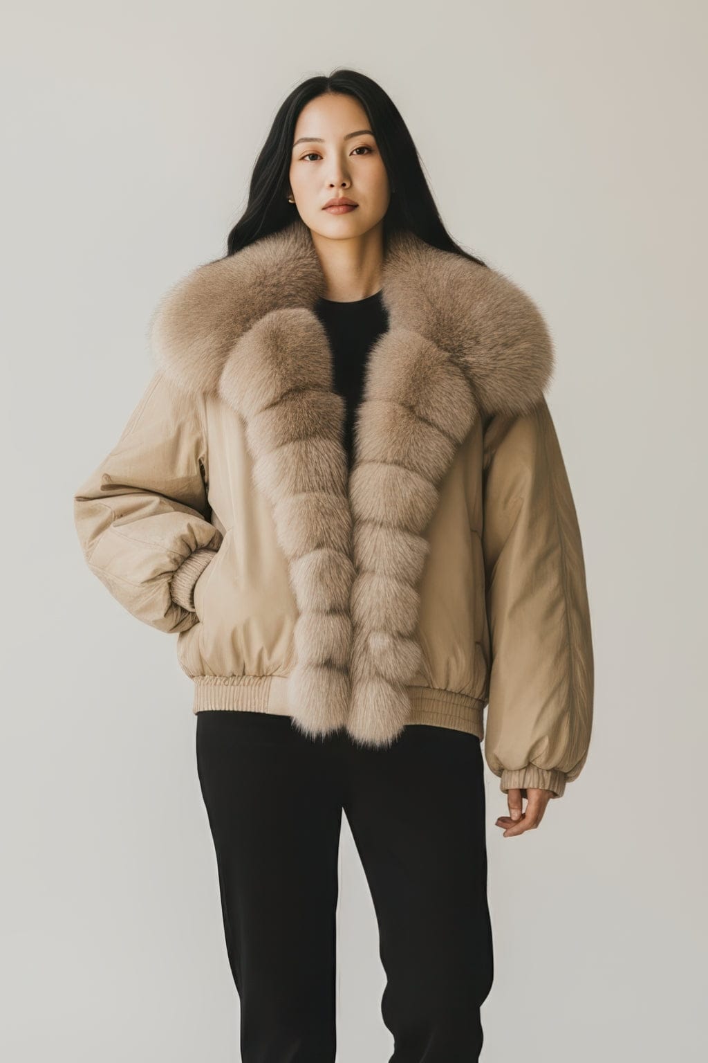 Doudoune femme fourrure noisette Héritage fourrure