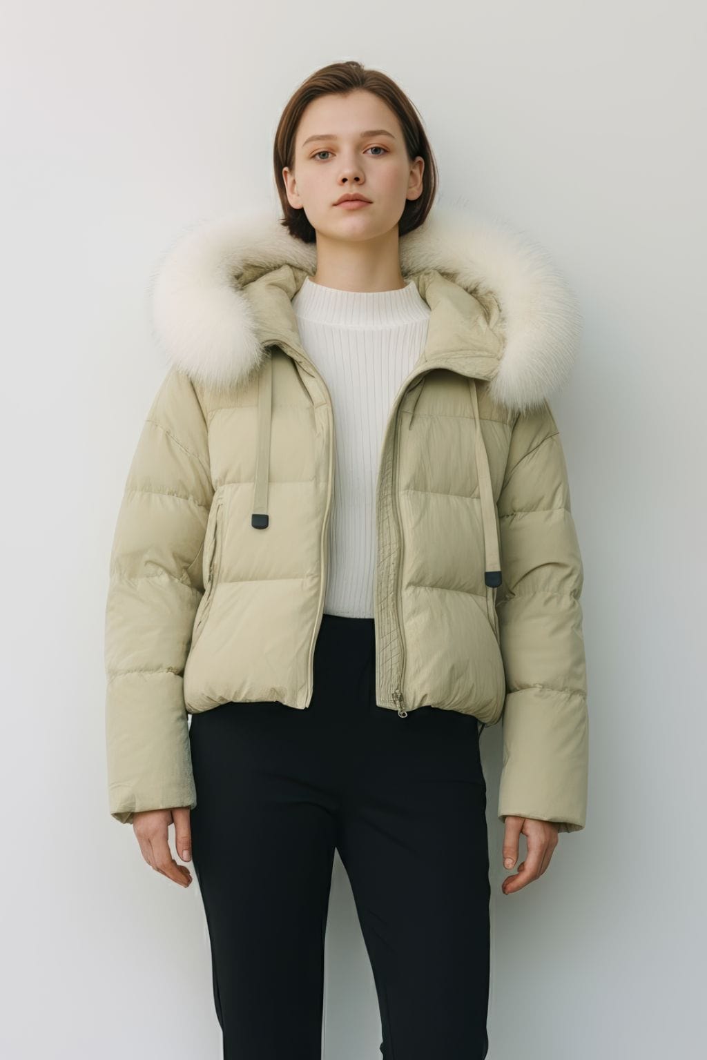 Doudoune femme fourrure vert Héritage fourrure