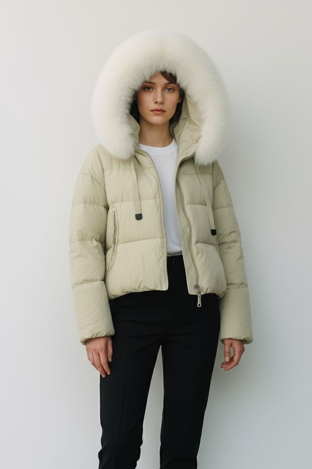 Doudoune femme fourrure vert Héritage fourrure