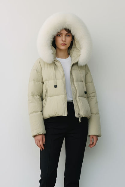 Doudoune femme fourrure vert Héritage fourrure