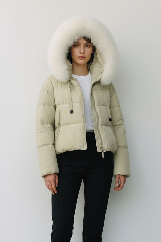 Doudoune femme fourrure vert Héritage fourrure