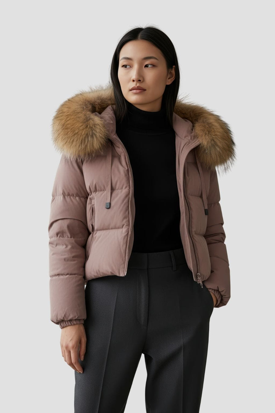 Doudoune femme fourrure violette Héritage fourrure
