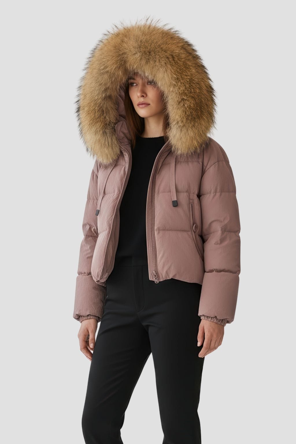 Doudoune femme fourrure violette Héritage fourrure