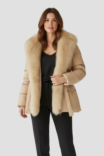 Doudoune fourrure femme beige Héritage fourrure