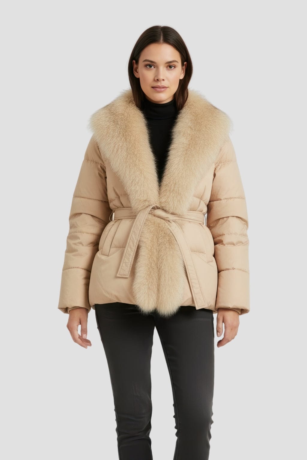 Doudoune fourrure femme beige Héritage fourrure