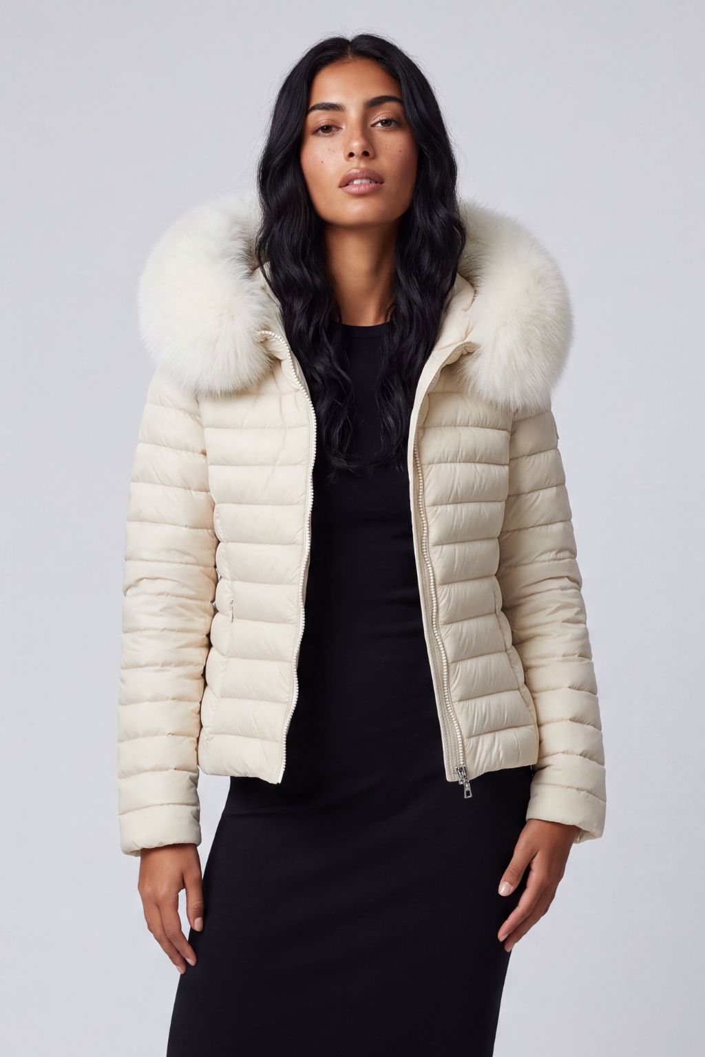 Doudoune fourrure femme beige Héritage fourrure