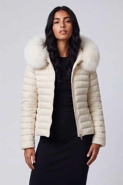 Doudoune fourrure femme beige Héritage fourrure