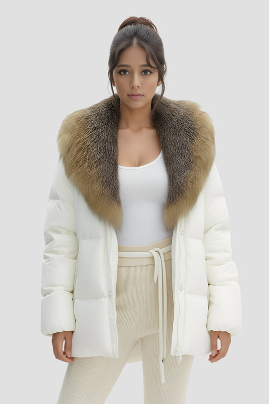 Doudoune fourrure femme blanc Héritage fourrure