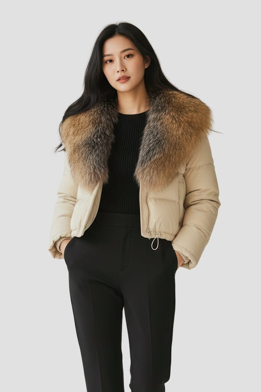 Doudoune fourrure femme blanc Héritage fourrure