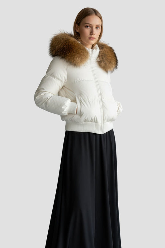 Doudoune fourrure femme blanc Héritage fourrure
