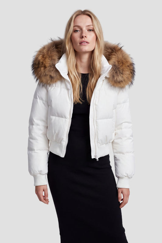 Doudoune fourrure femme blanc Héritage fourrure