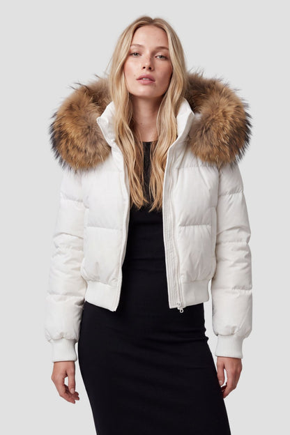 Doudoune fourrure femme blanc Héritage fourrure