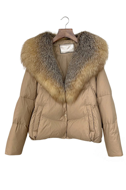 Doudoune fourrure femme camel Héritage fourrure