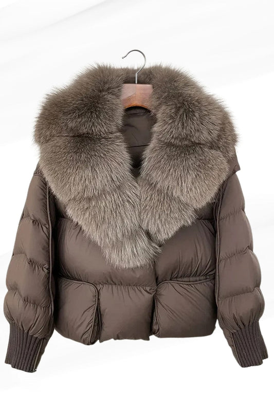 Doudoune fourrure femme marron Héritage fourrure