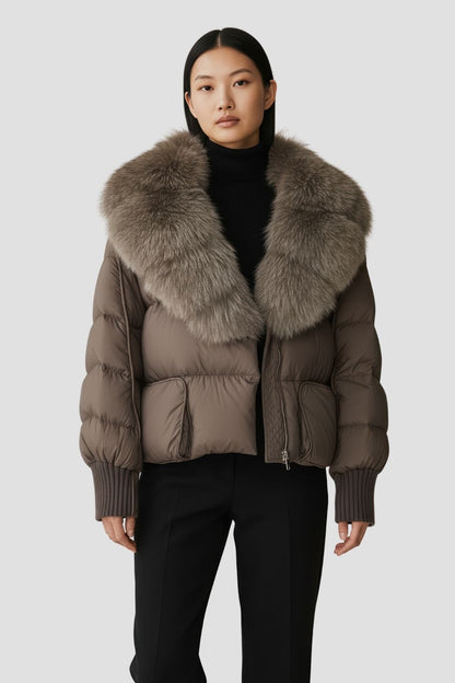 Doudoune fourrure femme marron Héritage fourrure