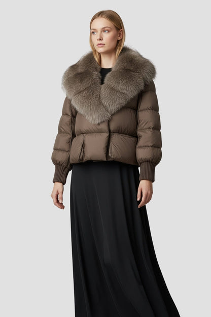 Doudoune fourrure femme marron Héritage fourrure