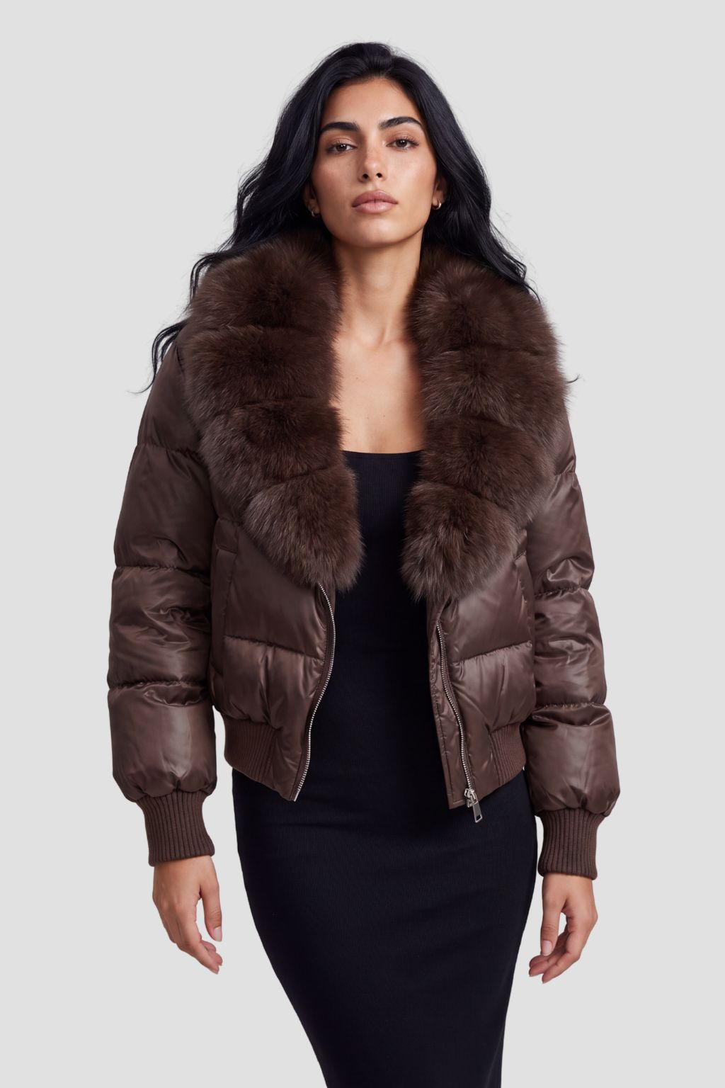 Doudoune fourrure femme marron Héritage fourrure