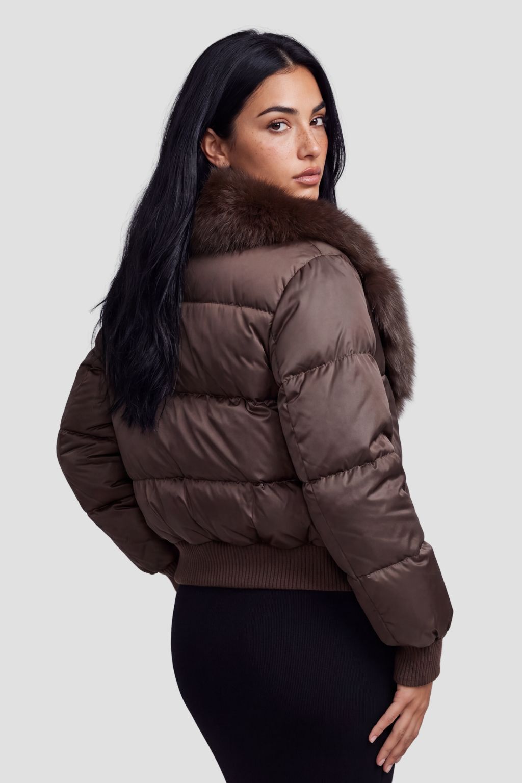 Doudoune fourrure femme marron Héritage fourrure
