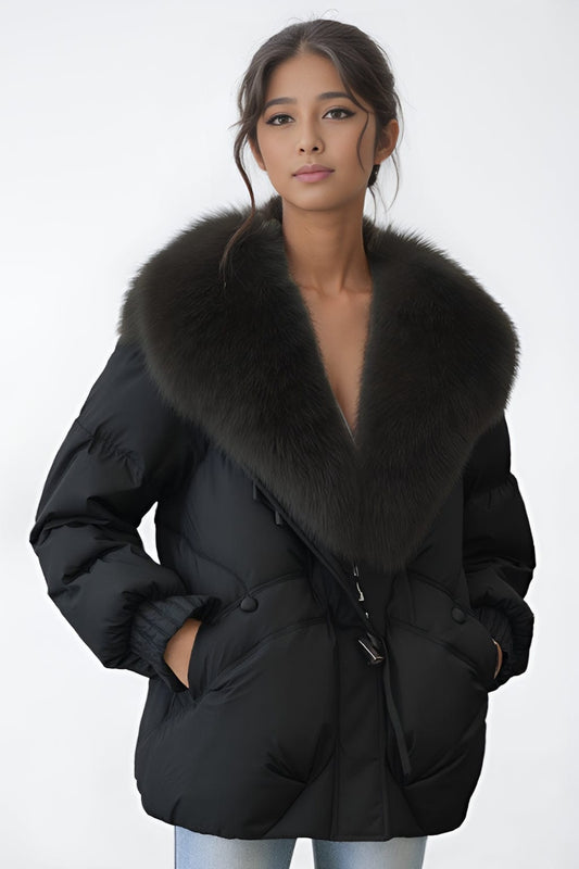 Doudoune fourrure femme noire Héritage fourrure