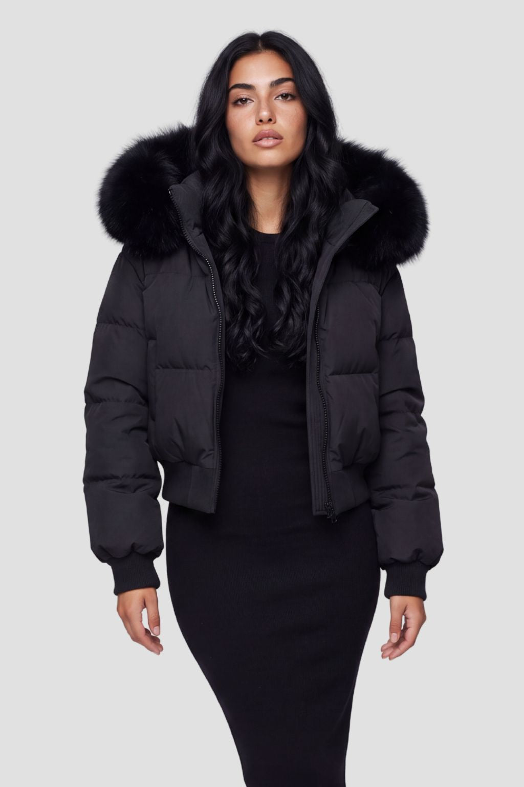 Doudoune fourrure femme noire Héritage fourrure