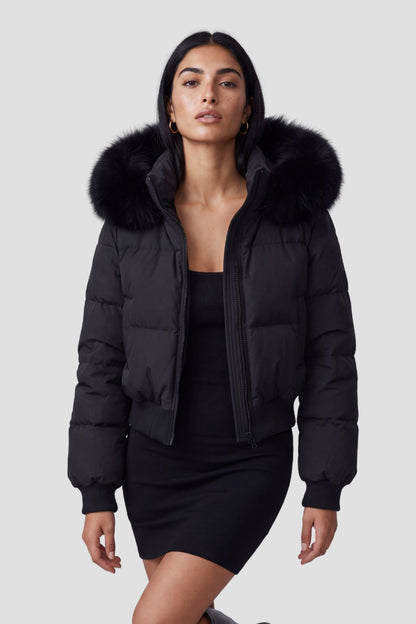 Doudoune fourrure femme noire Héritage fourrure