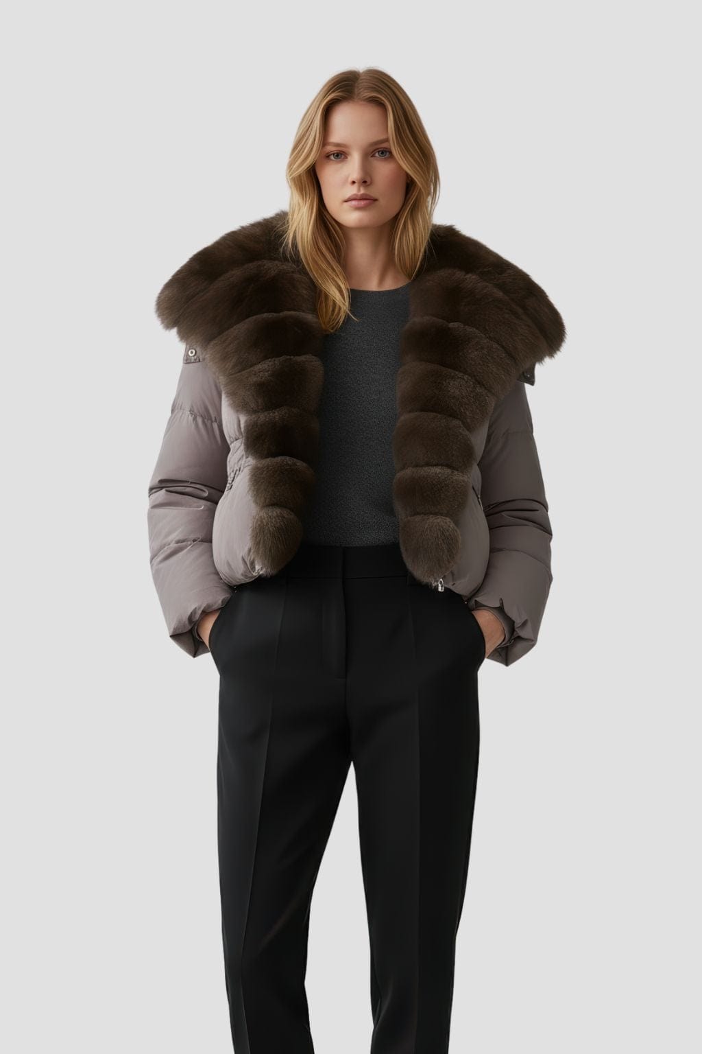 Doudoune fourrure femme pourpre Héritage fourrure