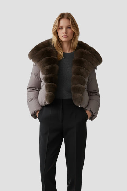 Doudoune fourrure femme pourpre Héritage fourrure