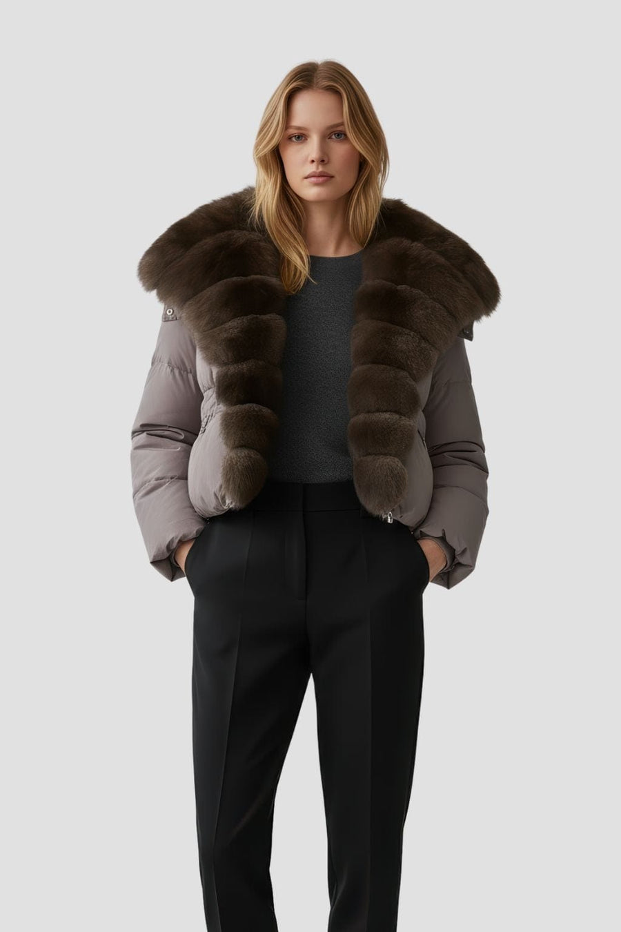 Doudoune fourrure femme pourpre Héritage fourrure