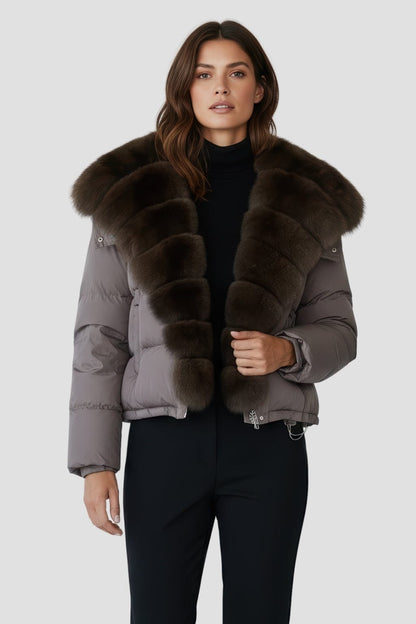 Doudoune fourrure femme pourpre Héritage fourrure