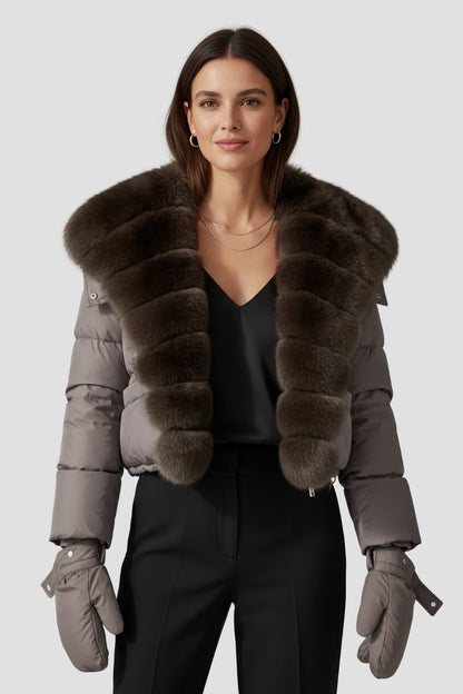 Doudoune fourrure femme pourpre Héritage fourrure