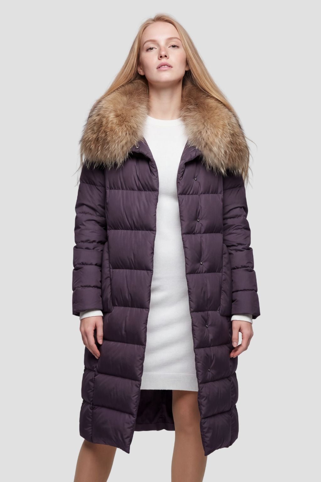 Doudoune fourrure femme pourpre Héritage fourrure