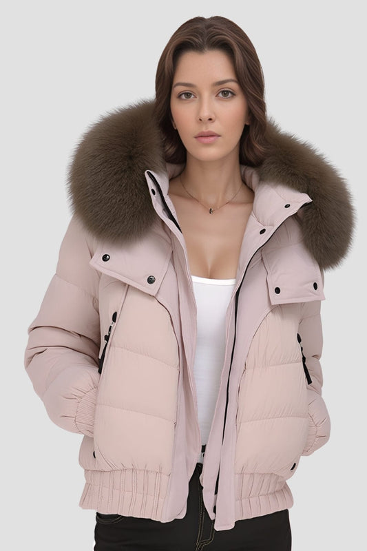 Doudoune fourrure femme rose Héritage fourrure