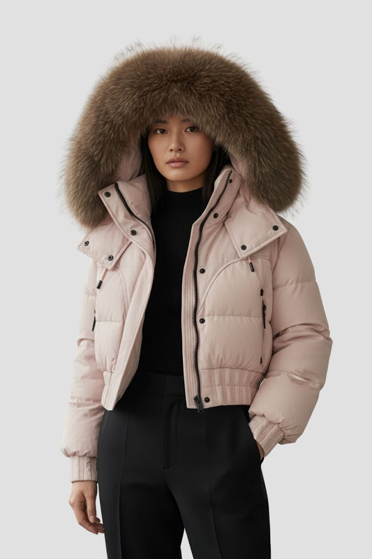 Doudoune fourrure femme rose Héritage fourrure