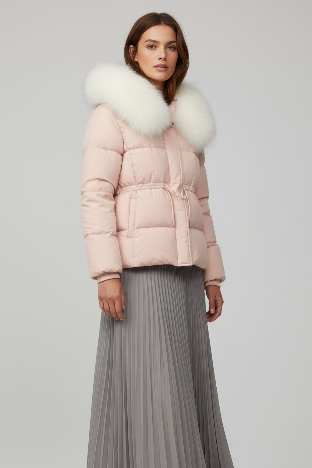 Doudoune fourrure femme rose Héritage fourrure