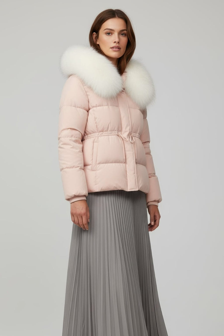Doudoune fourrure femme rose Héritage fourrure