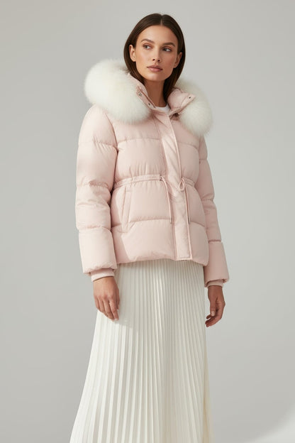 Doudoune fourrure femme rose Héritage fourrure