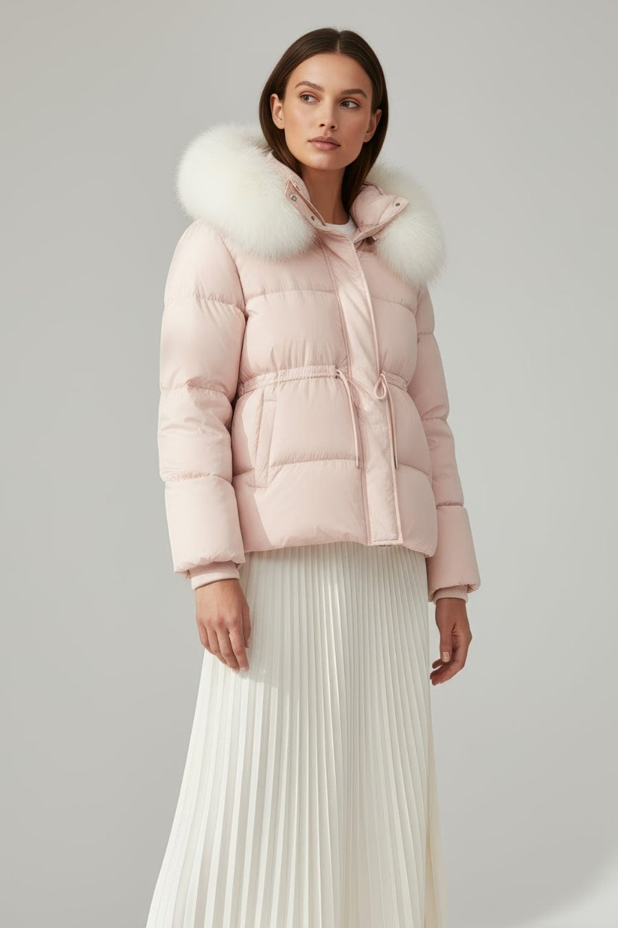 Doudoune fourrure femme rose Héritage fourrure