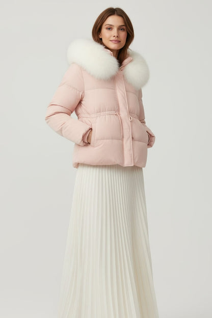 Doudoune fourrure femme rose Héritage fourrure